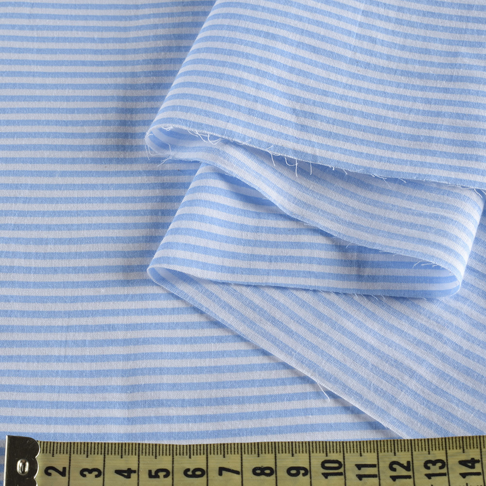 Сорочкова тканина полоска біло-блакитна