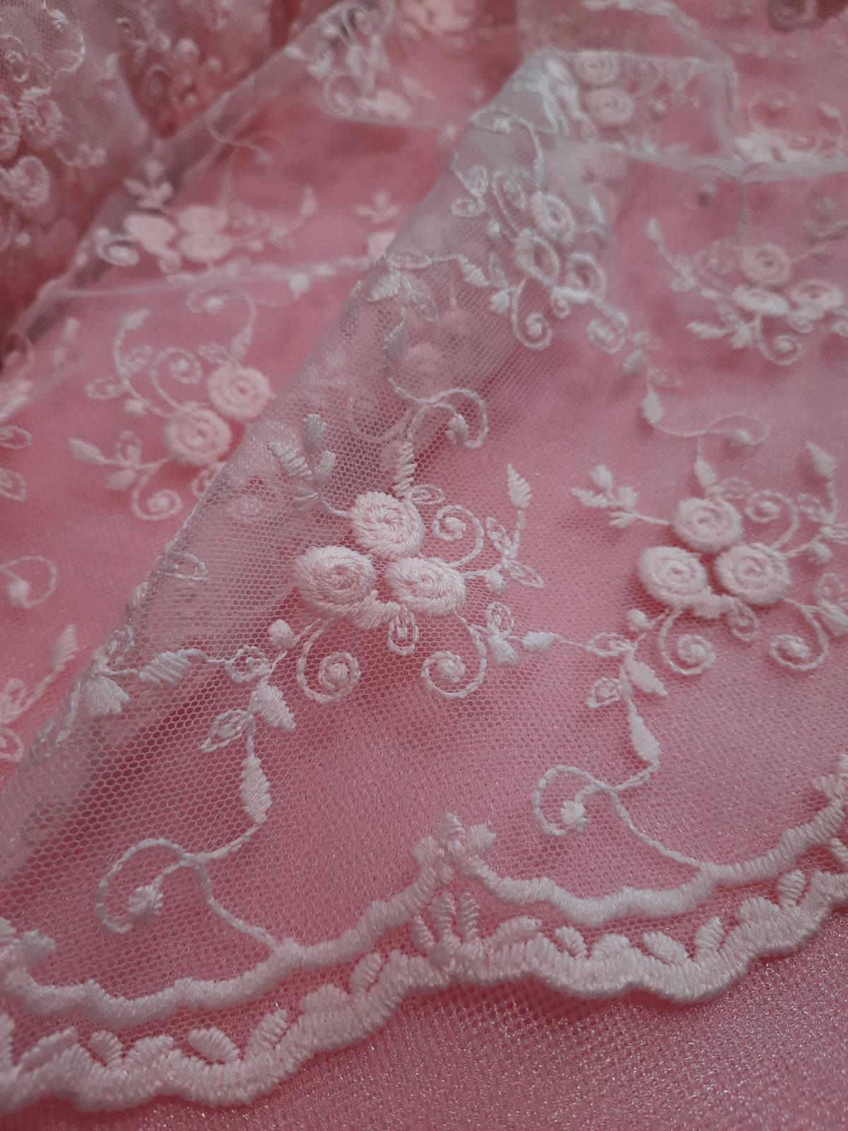 Гіпюр дрібна квіточка рожевий нестрейчовий