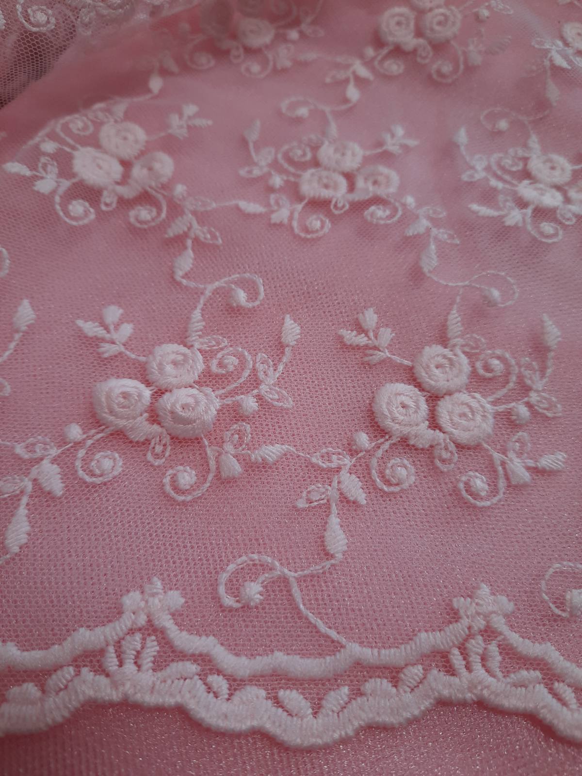 Гіпюр дрібна квіточка рожевий нестрейчовий