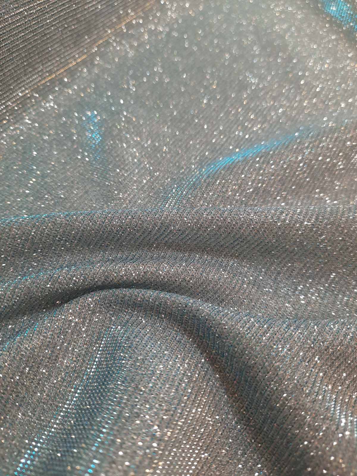 Трикотаж люрекс сірий з блакитним відливом